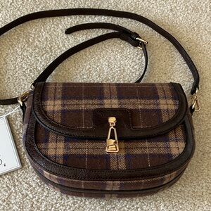 Plaid Brown Crossbody Bag